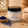 Beldi&Co Moroccan Blue Nila Cream jar with black gold-patterned lid