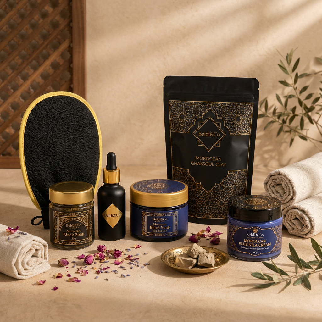 Beldi&Co Complete Moroccan Hammam Ritual gift set: all 7 products together